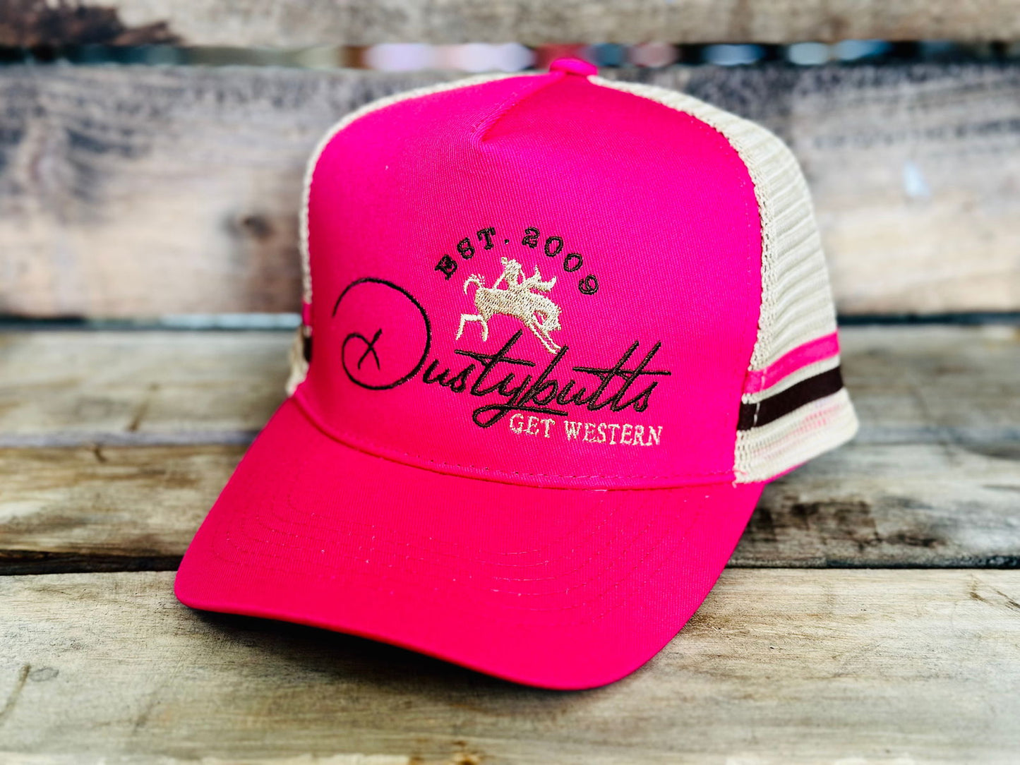 Dustybutts Trucker Cap // Hot Pink & Brown -  - Dustybutts Australia