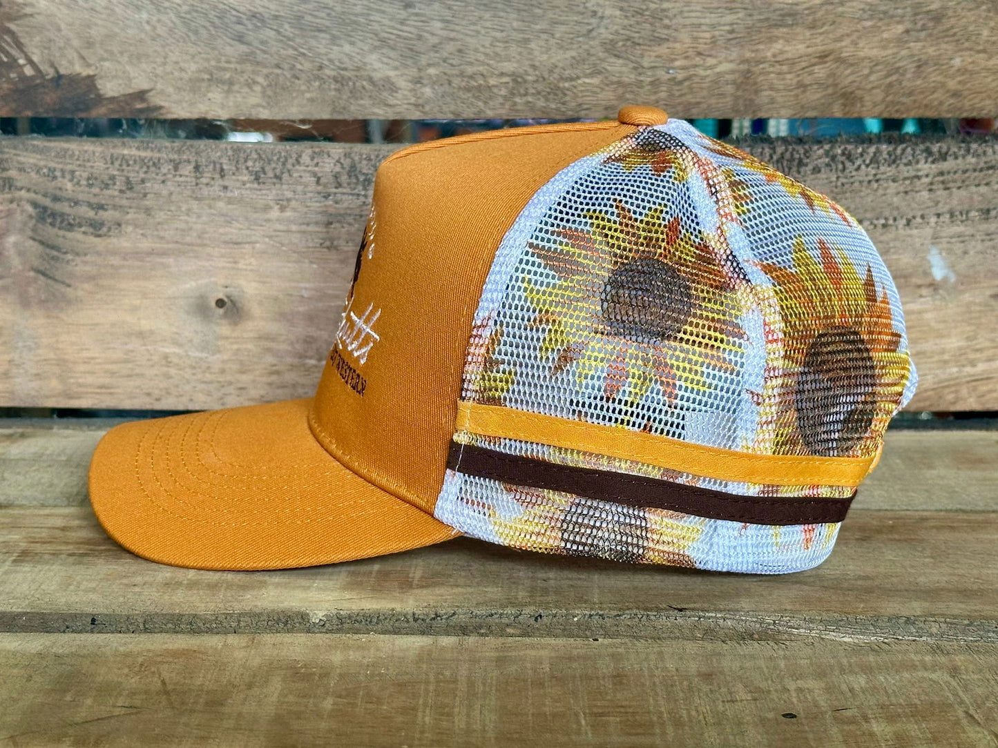 Dustybutts Trucker Cap // Mustard With Sunflowers - Dustybutts Australia