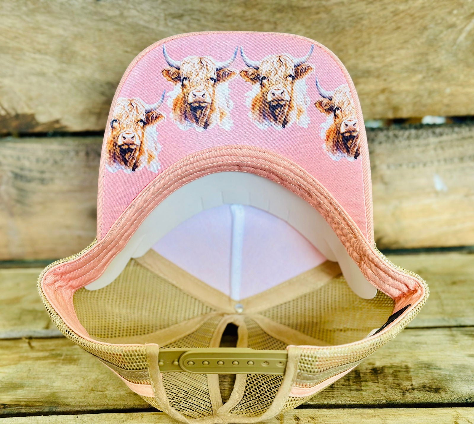 Dustybutts Trucker Cap // Ponytail // Pink & Tan -  - Dustybutts Australia