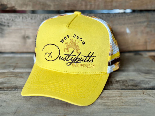 Dustybutts Trucker Cap //  Yellow With Sunflowers -  - Dustybutts Australia