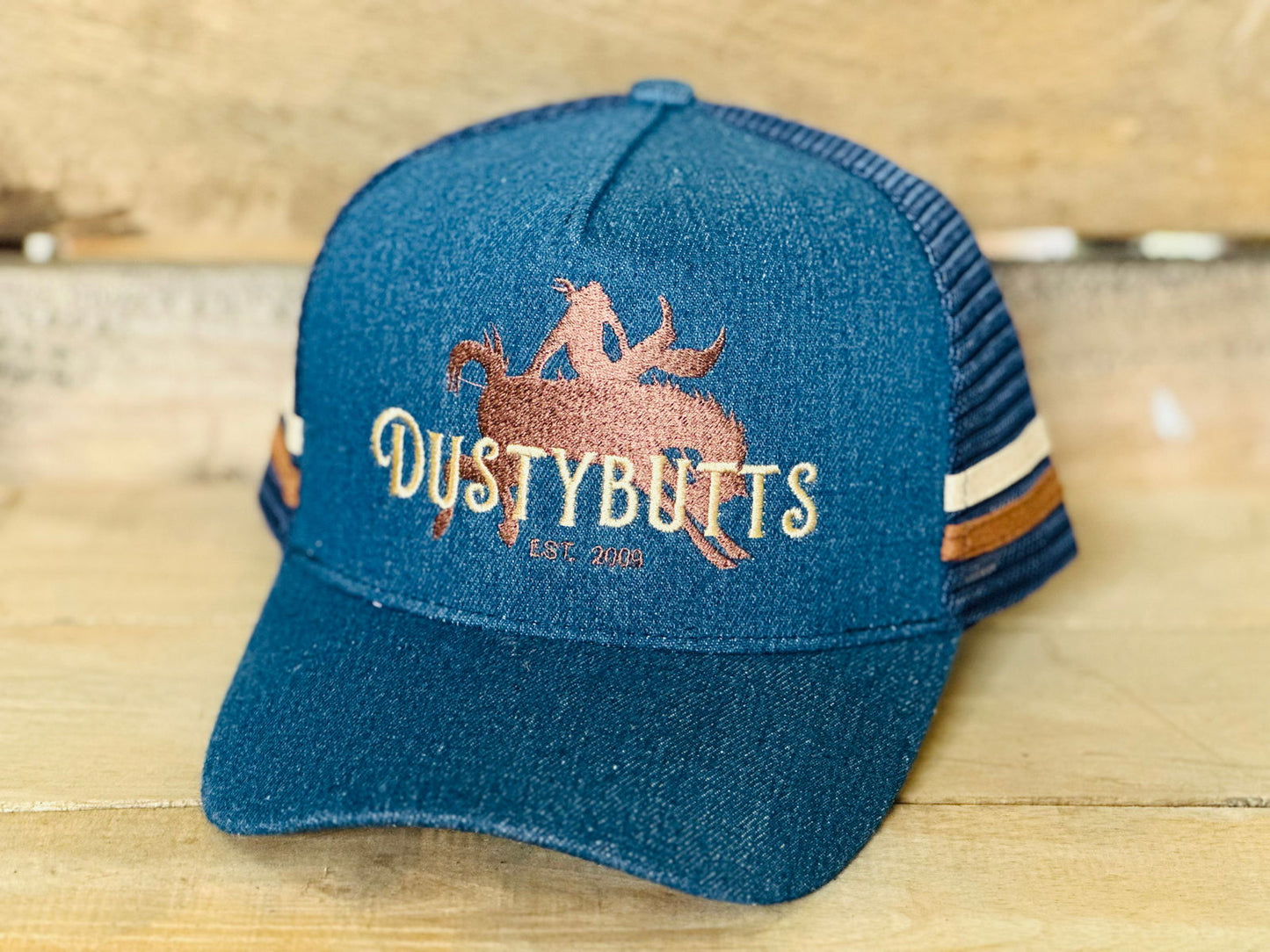 Dustybutts Trucker Cap // Denim & Brown - Dustybutts Merch - Dustybutts Australia