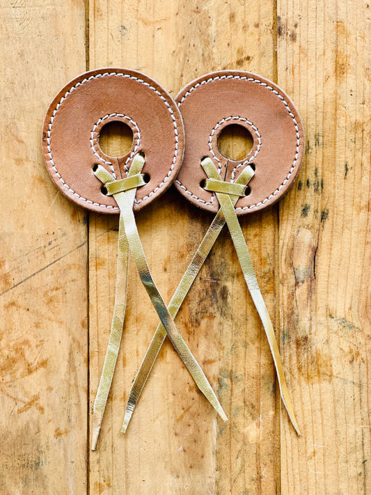 Dustybutts Leather Bit Guards - Gold Lacing