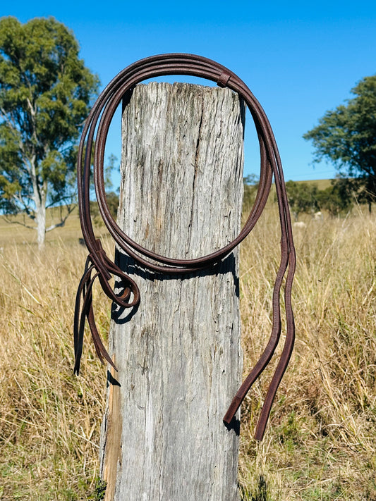 Dustybutts 5/8” Oiled Harness Leather Split Reins // SECONDS