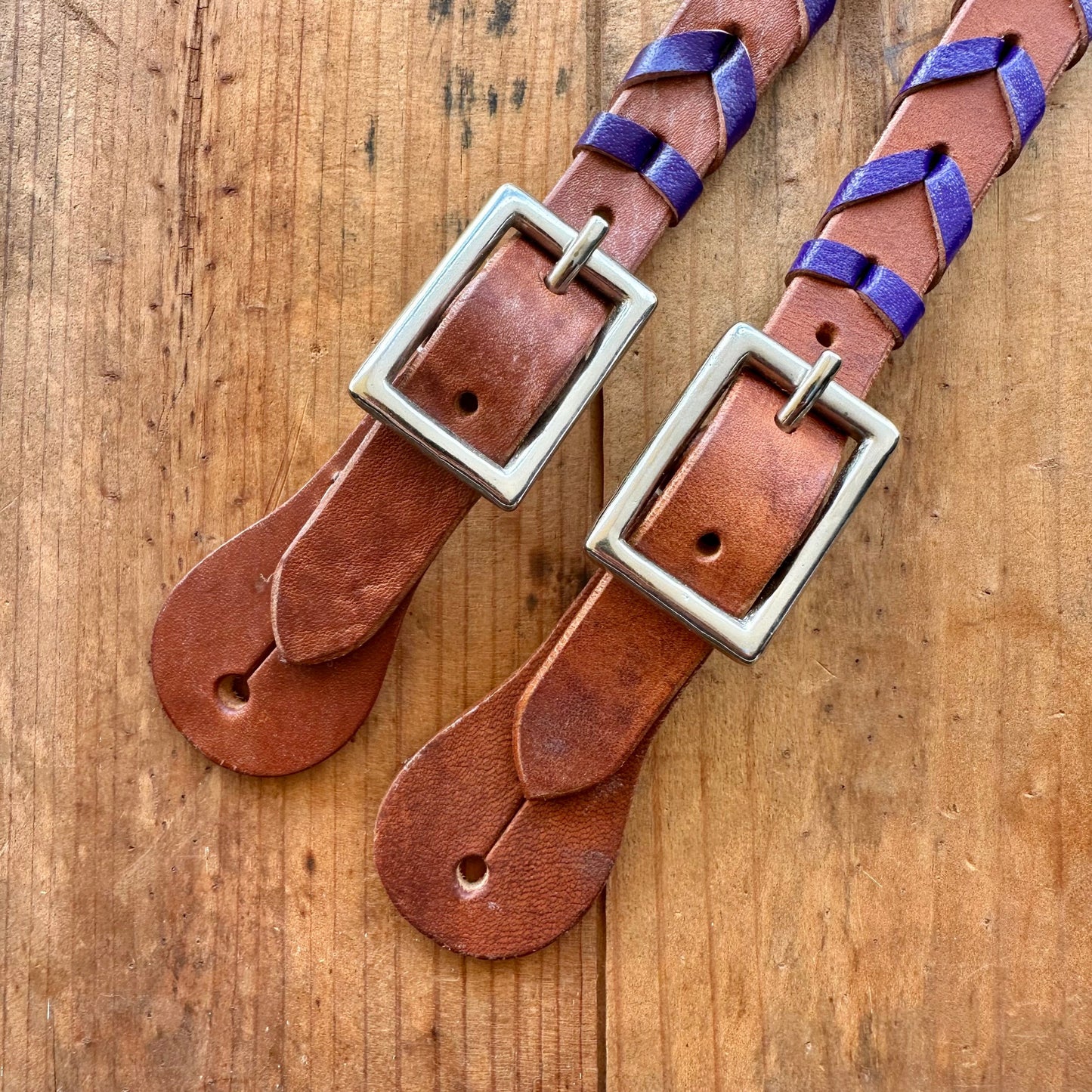 Argentina Leather Braided Ladies Spur Straps // Purple