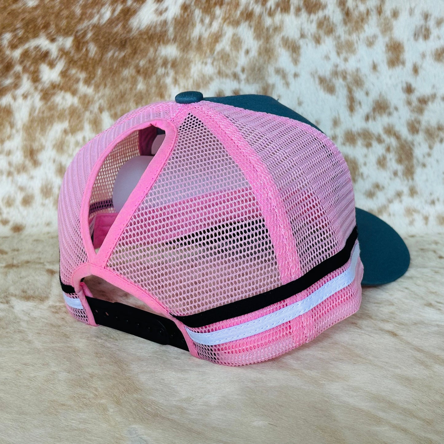 Dustybutts Trucker Cap // Ponytail // Pink & Grey