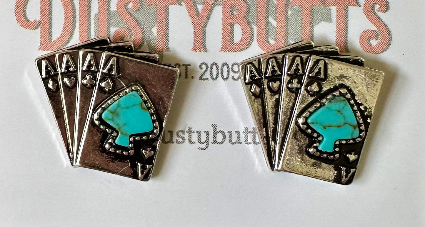 Silver & Turquoise Ace Earrings