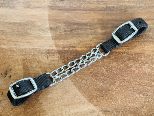 Nylon Flat Double Chain Curb Strap // Dark Brown