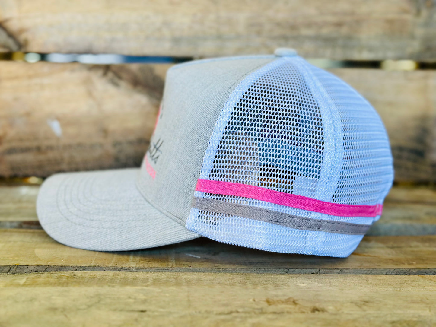 Dustybutts Trucker Cap // Grey, Pink & White