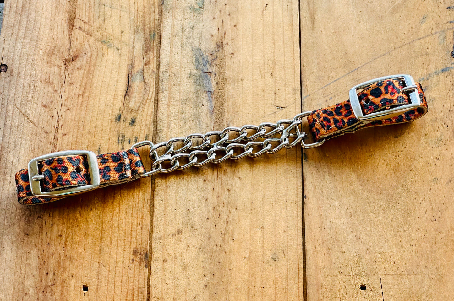 Nylon Flat Double Chain Curb Strap // Cheetah