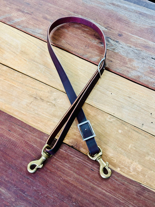 1" Leather Tiedown Strap // Brass Snaps