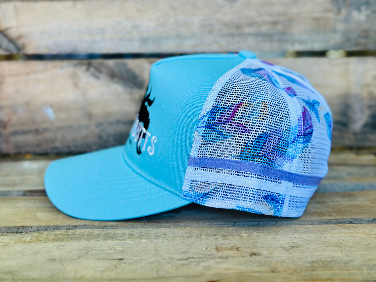 Dustybutts Trucker Cap // Ponytail // Turquoise & Feathers