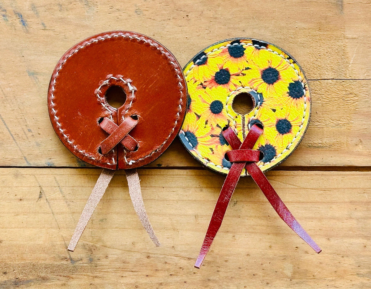 Leather Bit Guards // Sunflowers - Dustybutts Australia