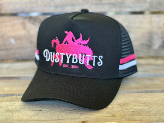 Dustybutts Trucker Cap // Black, Hot Pink & White