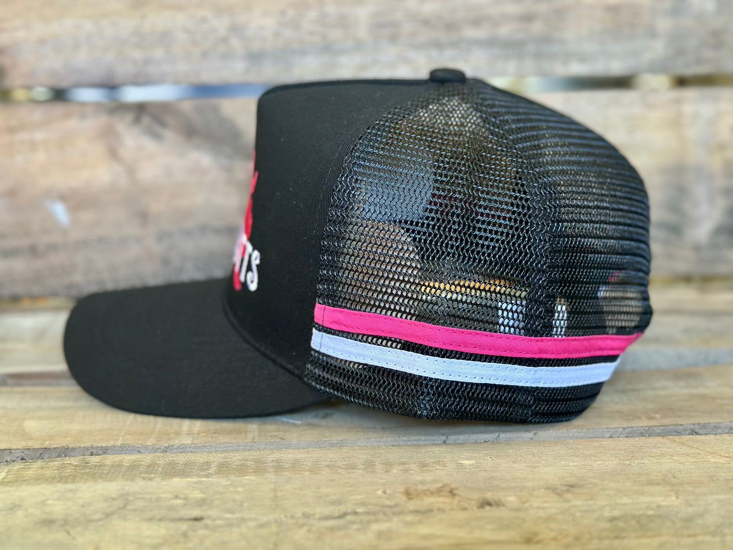 Dustybutts Trucker Cap // Black, Hot Pink & White