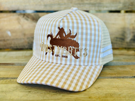 Dustybutts Trucker Cap // Tan Gingham