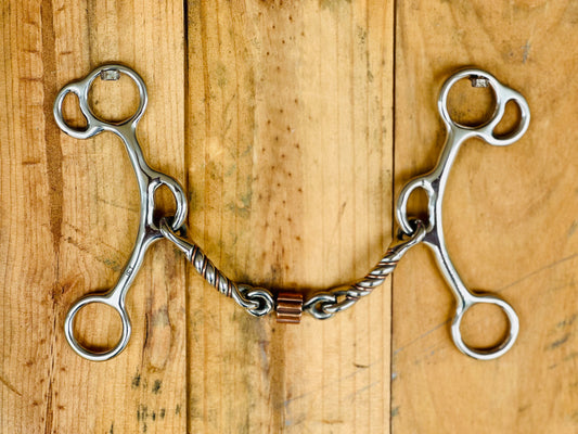 Dustybutts ‘Jet’ Twisted Three Piece Reverse Gag Bit With Cricket