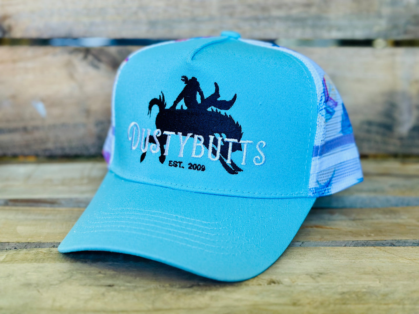 Dustybutts Trucker Cap // Ponytail // Turquoise & Feathers