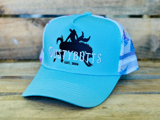 Dustybutts Trucker Cap // Ponytail // Turquoise & Feathers
