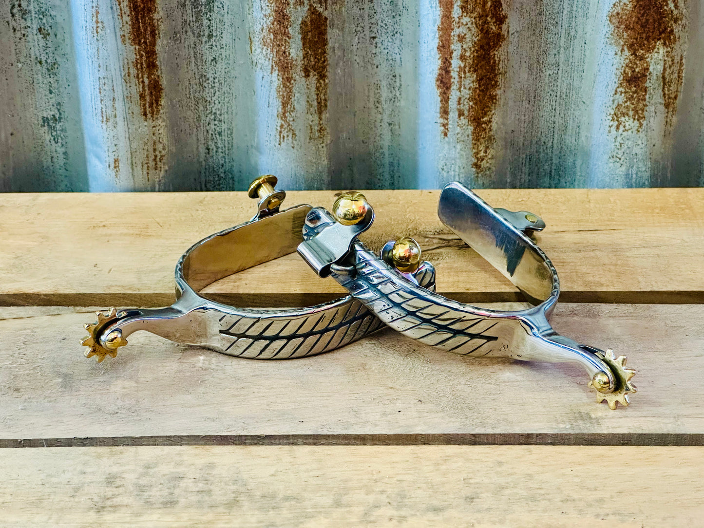 Stainless Steel Spur With Double Twisted Band