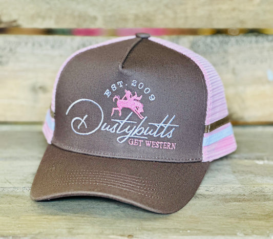 Dustybutts Trucker Cap //  Pink & Brown