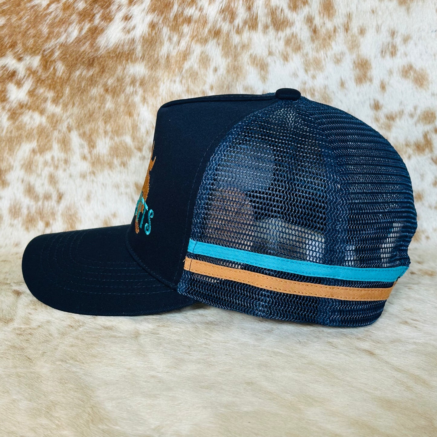Dustybutts Trucker Cap // Navy, Tan & Turquoise