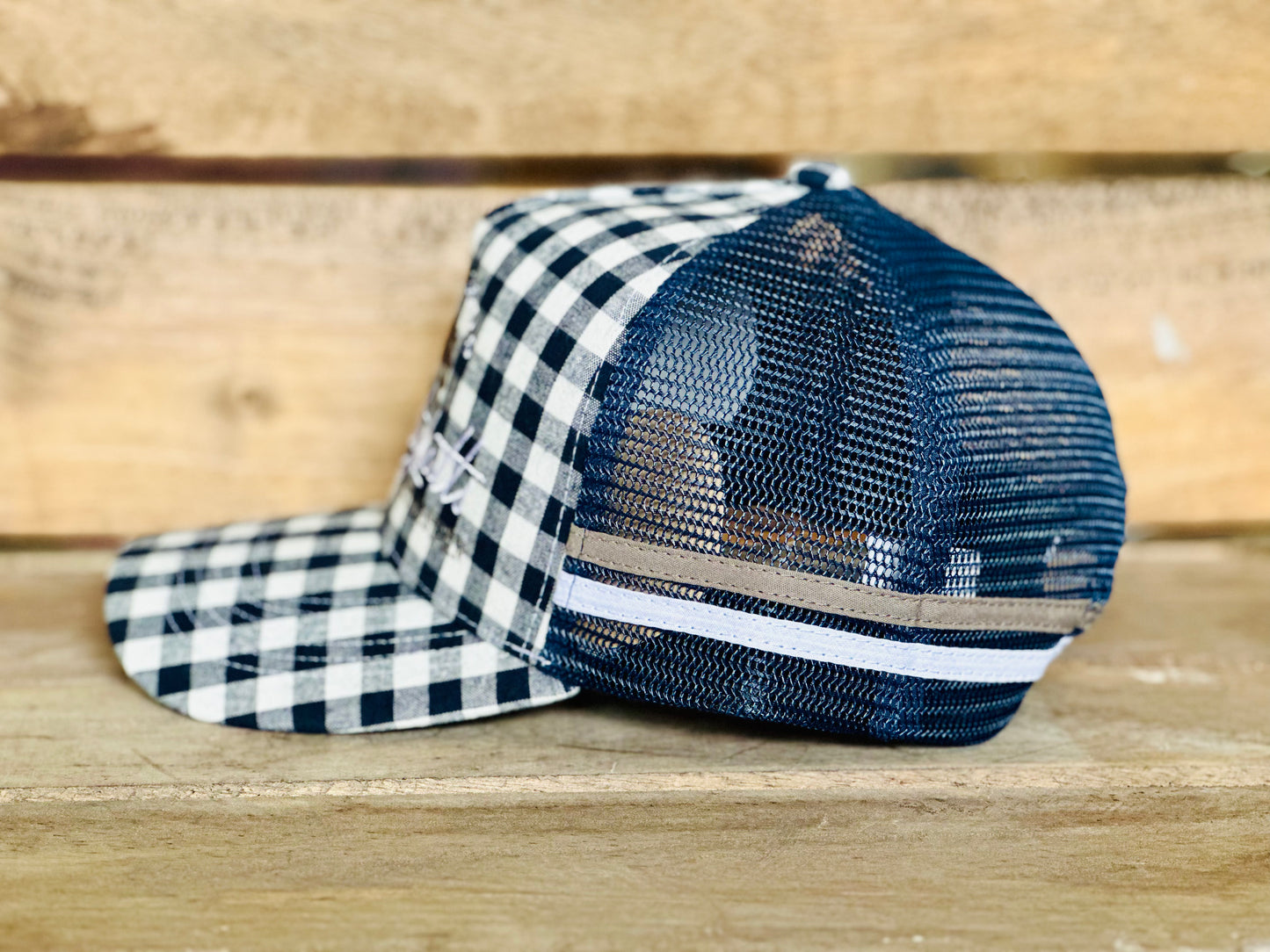 Dustybutts Trucker Cap // Navy Gingham