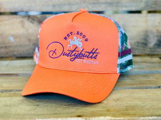 Dustybutts Trucker Cap // Ponytail // Coral & Cactus