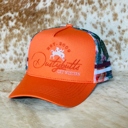 Dustybutts Trucker Cap // Ponytail // Coral & Cactus