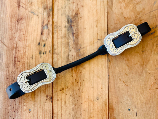 Dustybutts Rolled Leather Curb Strap With Engraved Buckle