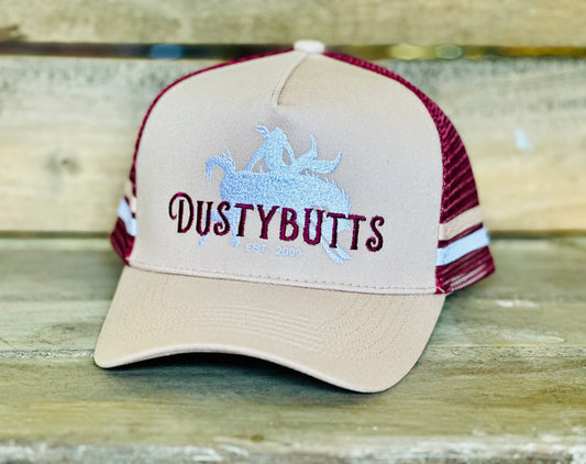 Dustybutts Trucker Cap // Tan & Burgundy