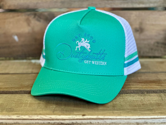 Dustybutts Trucker Cap // Ponytail // Leopard, Teal & White - Dustybutts Australia