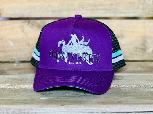Dustybutts Trucker Cap // Ponytail // Purple & Black