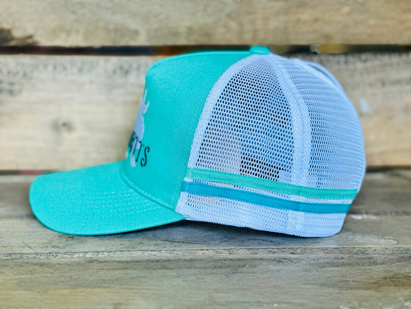 Dustybutts Trucker Cap // Ponytail // Mint & White