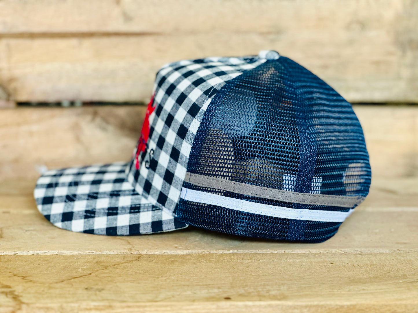 Dustybutts Trucker Cap // Navy Gingham
