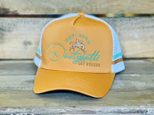 Dustybutts Trucker Cap // Turquoise & Tan