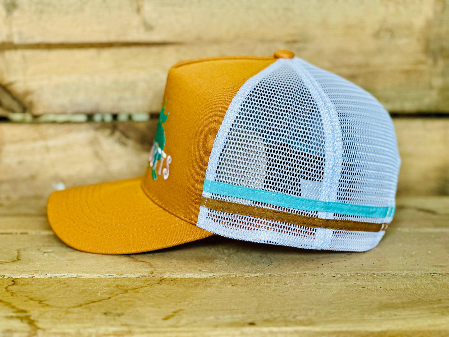 Dustybutts Trucker Cap // Turquoise & Tan