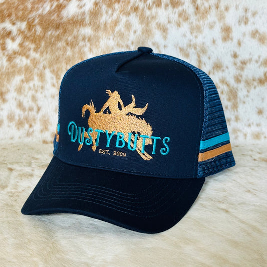 Dustybutts Trucker Cap // Navy, Tan & Turquoise