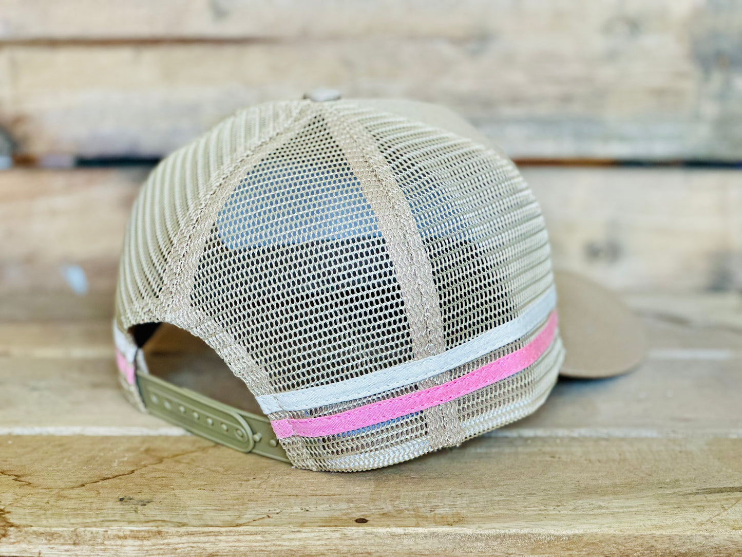 Dustybutts Trucker Cap // Tan & Pink