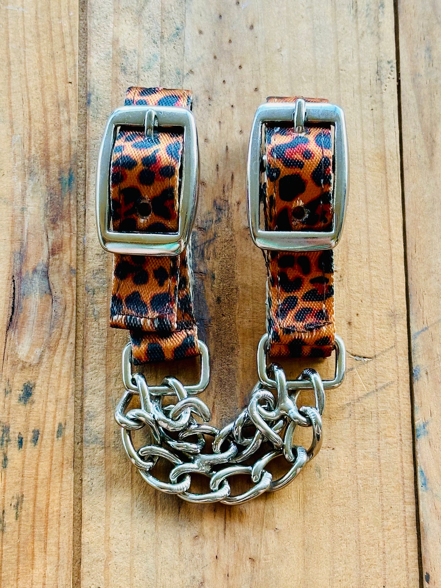 Nylon Flat Double Chain Curb Strap // Cheetah