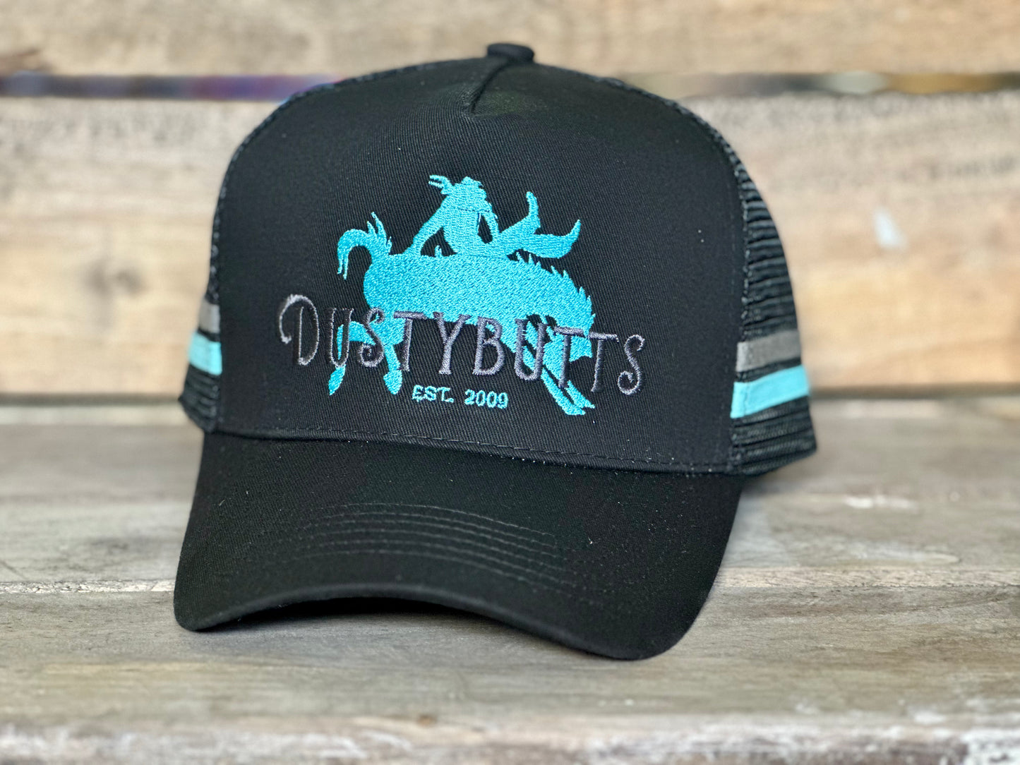 Dustybutts Trucker Cap // Black & Turquoise
