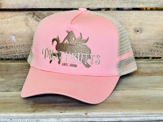 Dustybutts Trucker Cap // Ponytail // Pink Blush & Tan