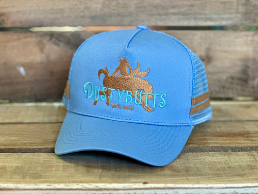 Dustybutts Trucker Cap // Sky Blue & Tan