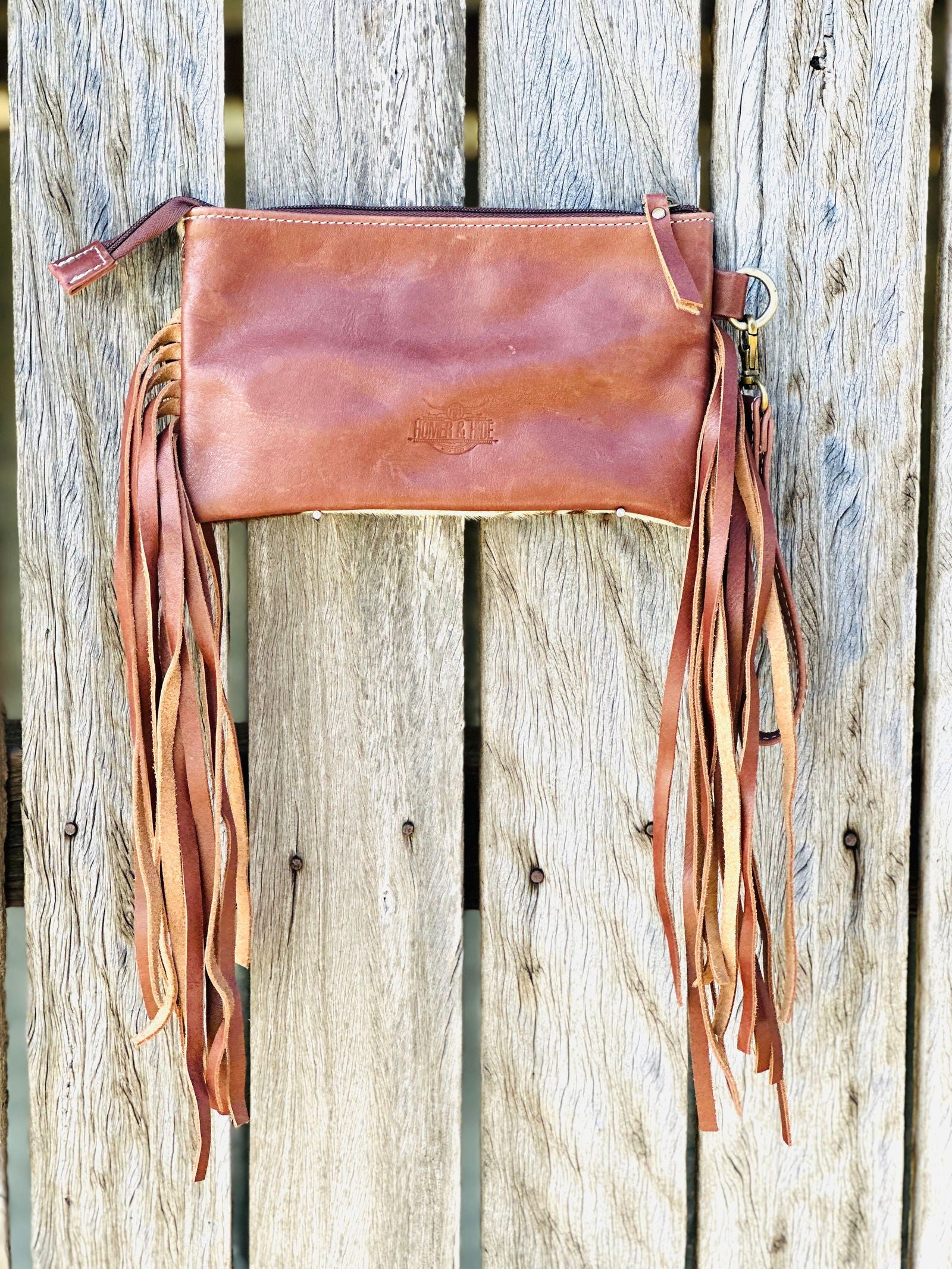 Homer & Hide Cowhide Clutch with Tassels & Tooling Details -  - Dustybutts Australia