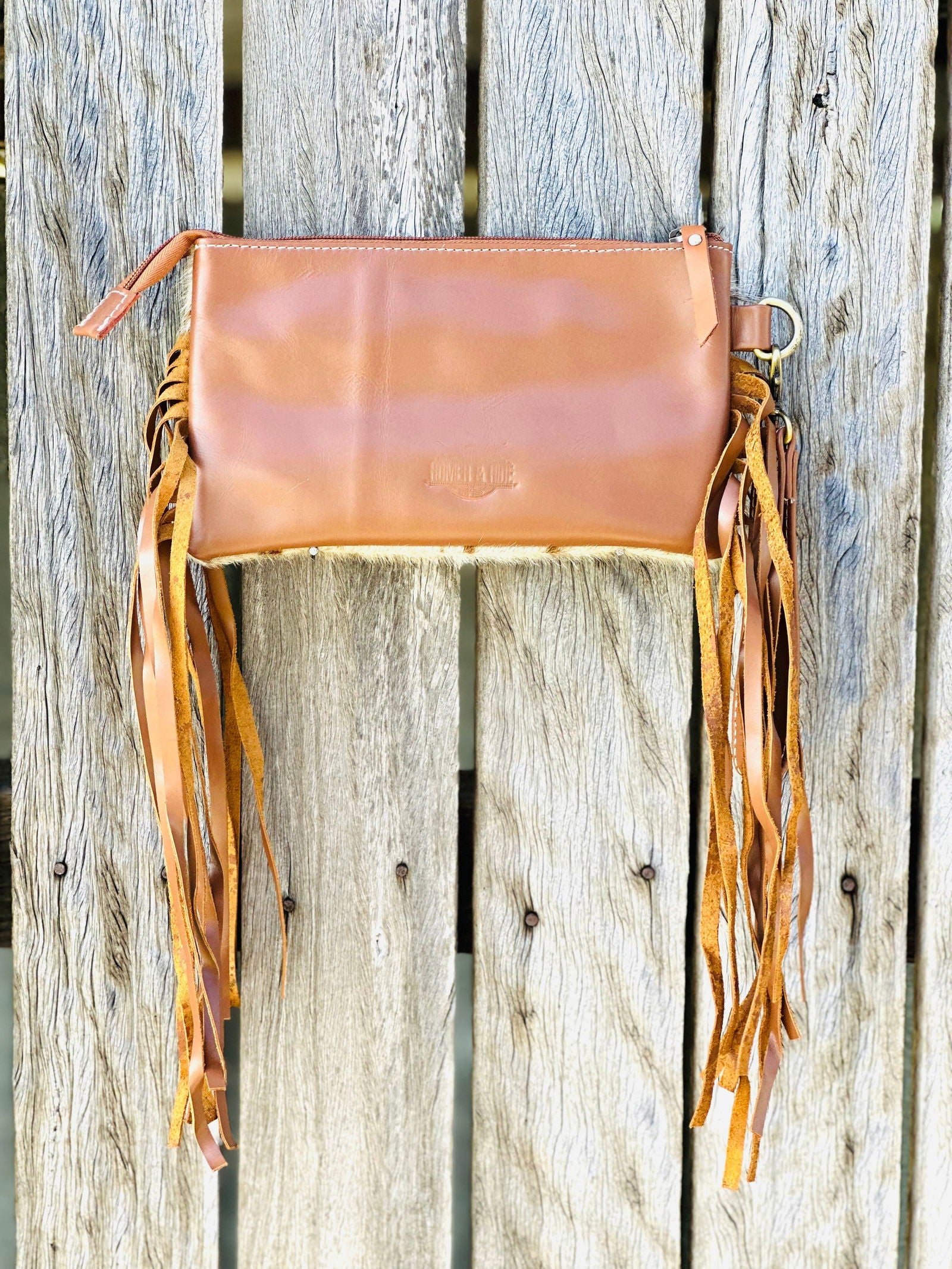 Homer & Hide Cowhide Clutch with Tassels & Tooling Details -  - Dustybutts Australia