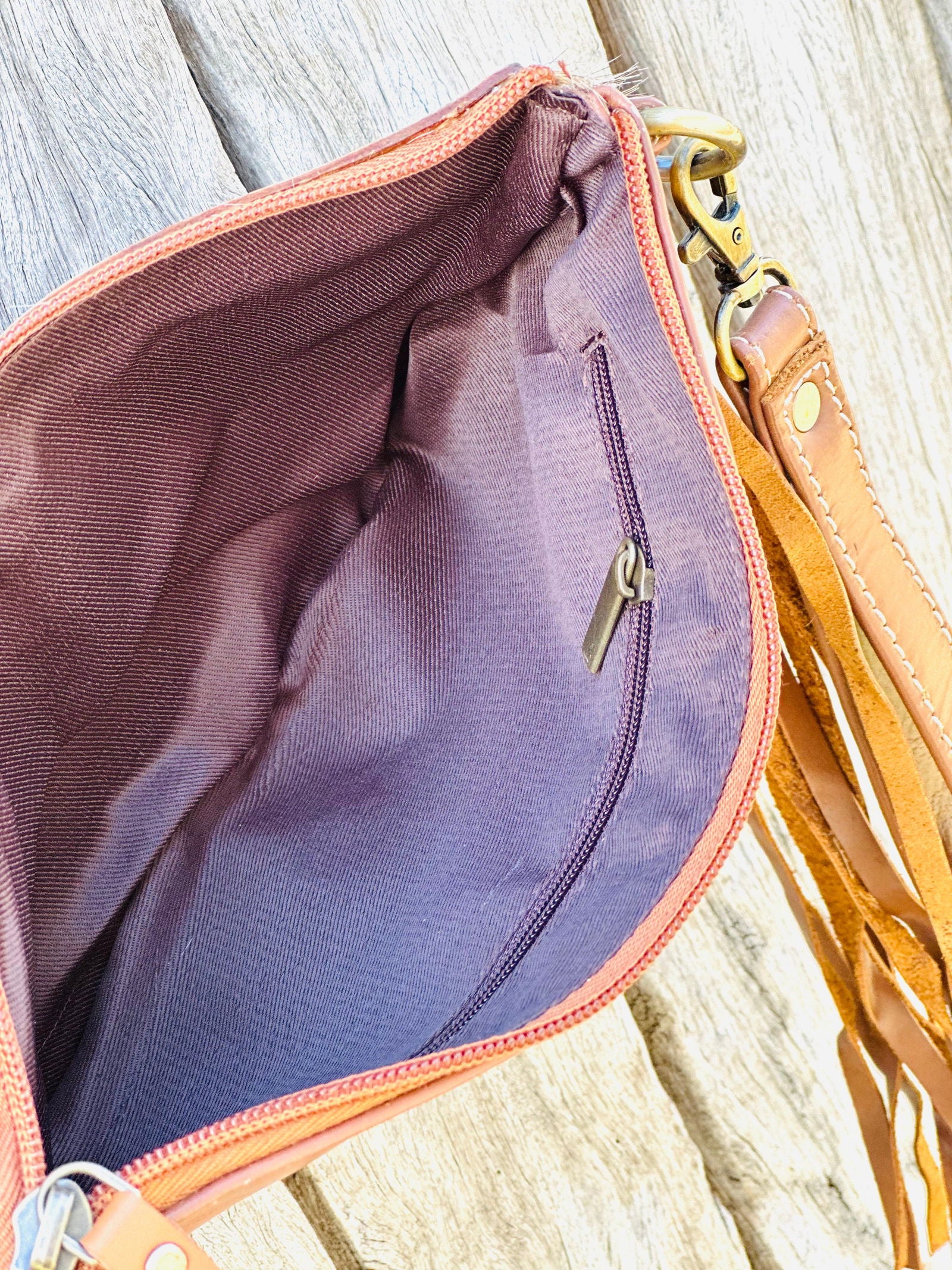 Homer & Hide Cowhide Clutch with Tassels & Tooling Details -  - Dustybutts Australia