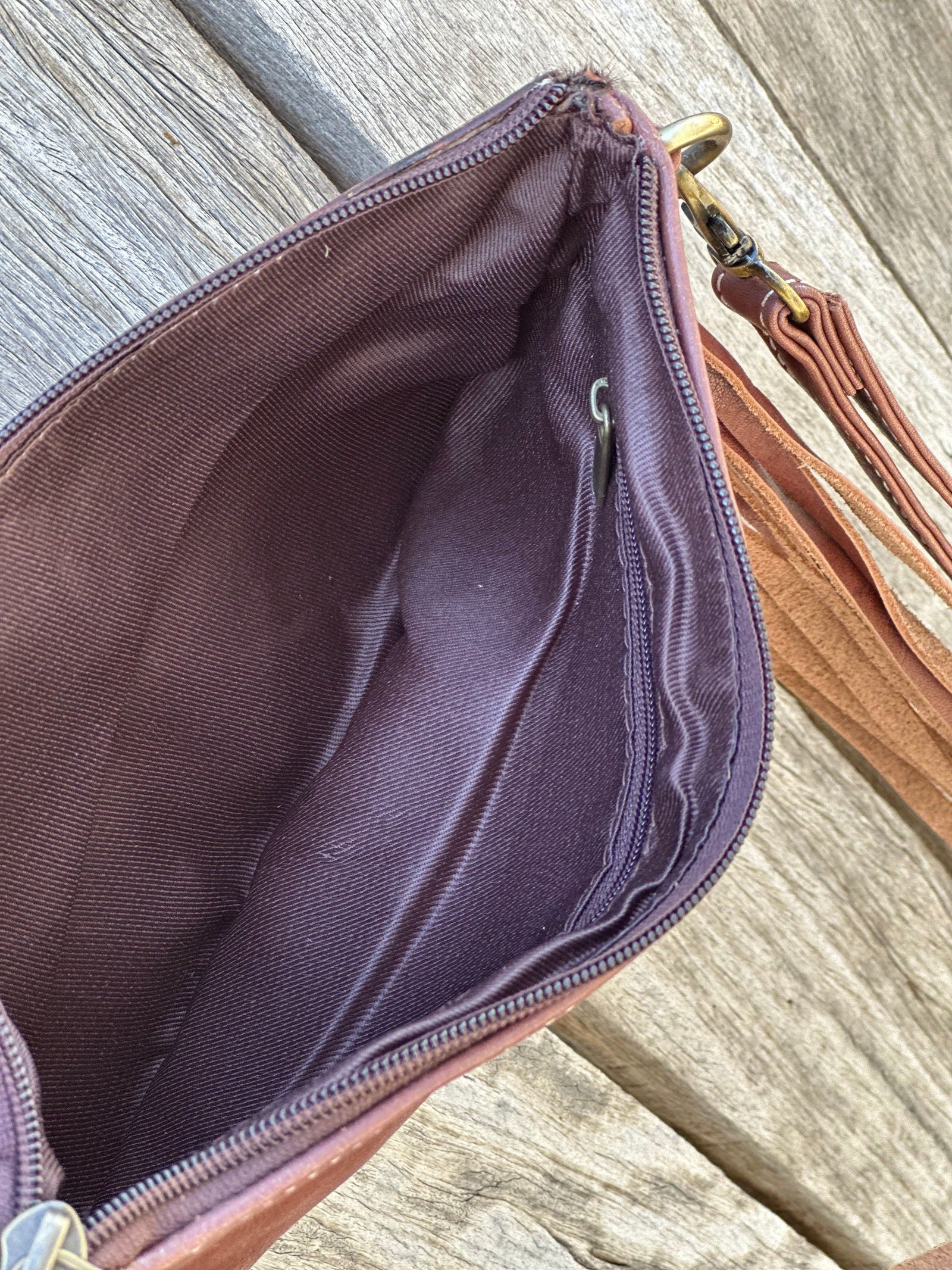 Homer & Hide Cowhide Clutch with Tassels & Tooling Details -  - Dustybutts Australia