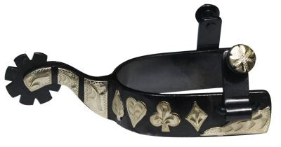 Black Steel Spur With Silver ‘Poker Hand’ Design