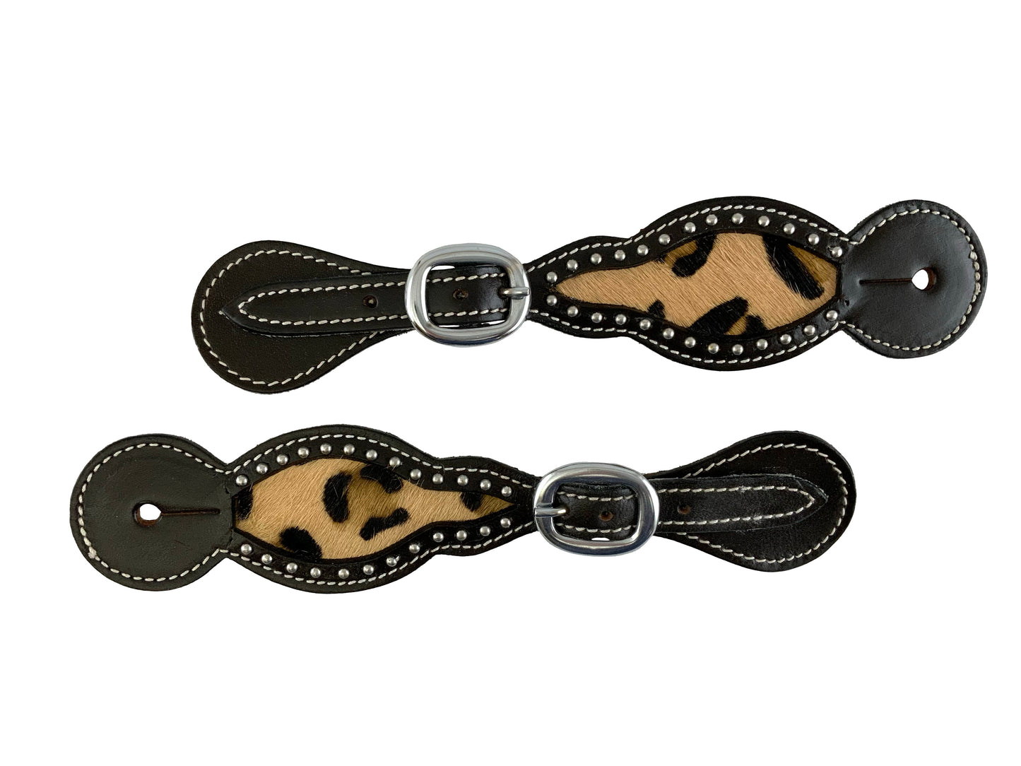 Ladies Spur Straps With Cheetah Print Inlay