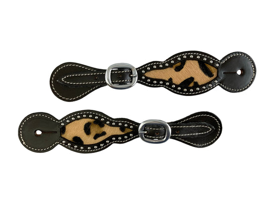Ladies Spur Straps With Cheetah Print Inlay