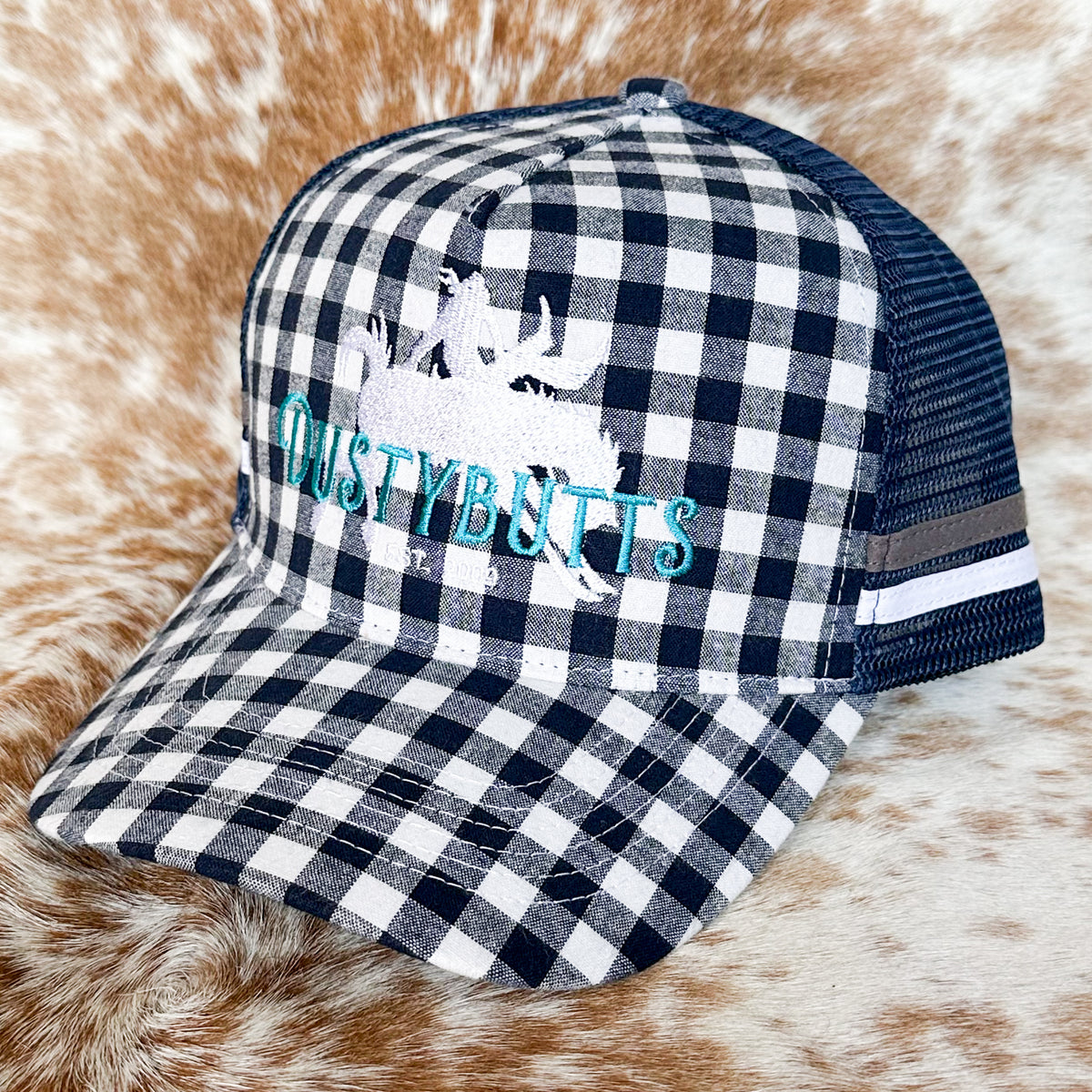 Dustybutts Trucker Cap // Navy & White Gingham